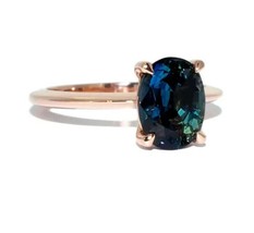 4.25 Quilate Verde Azulado Zafiro Ring-Peacock Compromiso Anillo Aniversario - £54.78 GBP