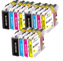 12 Pk Quality Ink Set W/ Chip Fits Brother Lc201 Lc203 Mfc J880Dw J5520D... - £30.10 GBP