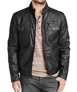 Men Leather Jacket Black Slim fit Biker Motorcycle Genuine Lambskin Jack... - £92.42 GBP