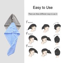 SURPRISE PIE Microfiber Hair Wrap Towels for Long Hair Drying 2 Pack Blue and Gr - £12.77 GBP