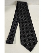 Calvin Klein Black Gray Blue Multicolor Pattern Silk Mens Necktie Neck Tie - $25.80 CAD