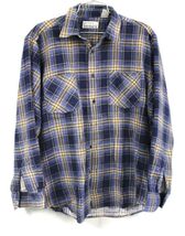VTG 90s Townsend Lake Plaid Flannel Shirt Blue Gold Cotton Grunge Punk L - $34.60