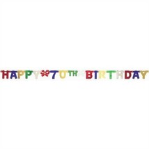 Happy 70th Birthday 6 Foot Jointed Banner Paper 4.25&quot; x 6.17&#39; Party Deco... - £8.78 GBP