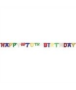 Happy 70th Birthday 6 Foot Jointed Banner Paper 4.25&quot; x 6.17&#39; Party Deco... - £8.80 GBP