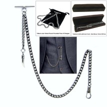 Albert Chain Silver Color Pocket Watch Chain for Men with Animal Tooth Fob AC65 - £9.99 GBP+