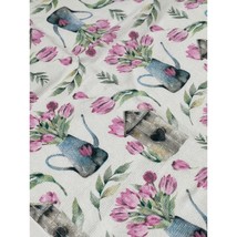 Pink Tulip Garden Watering Can 100% Cotton Hand Dish Tea Towel Spring 18... - £11.98 GBP