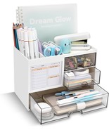 Desk Organizer With 3 Drawer, Multi-Functional Pencil Pen Holder For, White - £34.03 GBP