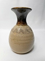 Frank Polizzi Studio Pottery Stoneware Big Mouth Gourd Shape Vase 5 3/4&quot;... - $38.94