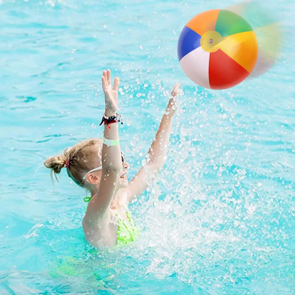 Colorful Inflatable Beach Ball Beach Pool Play Ball Inflatable Air Leak Pro - £8.11 GBP+