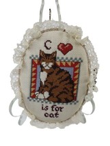 Vintage Completed Counted Cross Stitch C for CAT Kitten - £7.86 GBP