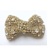 1 Piece - Gold Bow Applique, Rhinestone Bow, Bow Patch, Crystal Bow - $9.99