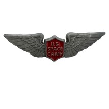 US Space Academy Camp Wings Lapel Tack Pin Metal Silver Tone Red Enamel 1992 Vtg - £18.64 GBP