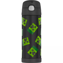 Thermos Kids Funtainer 16 Ounce Bottle, Black Minecraft Creeper NEW - £16.77 GBP