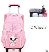 School wheeled backpack bag for Girls Rolling backpacks bag Children Wheeled bag - £75.86 GBP
