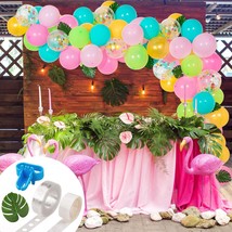 123Pcs Tropical Hawaii Balloon Arch Garland Kit With Tying Tool Luau Party Multi - £18.97 GBP