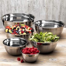 6 Pcs Stainless Steel Bowl Set Nesting Mixing Bowl Salad Baking Cooking Kitchen - £26.05 GBP+