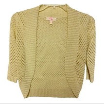 GB Girls Sweater Cardigan Top Open Front Gold Metallic Youth  Size Small Wedding - £9.92 GBP