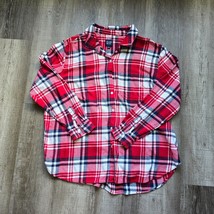 Gap Flannel Shirt Men Double Extra Large Red Plaid Long Sleeve Button Up Tartan - £19.70 GBP