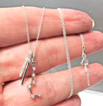 Thin Sterling Silver Cubic Zirconia 3 BAR CZ Pendants Slender Vintage Ne... - $14.80