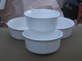 4 Vintage 1.6 Liter. French White Round Baking Casseroles F-5-B, No Lids. - $43.56