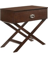 Cappuccino Brown Wood 1-Drawer End Table Nightstand with X Legs - €303,55 EUR