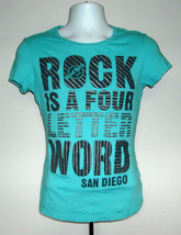 Hard Rock Cafe San Diego T Shirt Juniors Large Rock is a Four Letter Word - $21.73