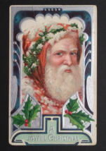 A Joyful Christmas Old World Santa w/ Orange Cloak Embossed Postcard c1900s - £61.21 GBP