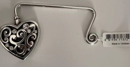 Brighton Silver Crystal Contempo Heart Handbag Table Hook Style E93790 New - $18.99