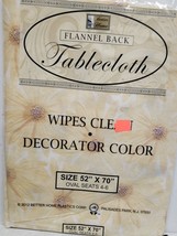 Thin Flannel Back Vinyl Tablecloth 52&quot;x70&quot; Oval (4-6 people) YELLOW FLOW... - $8.90