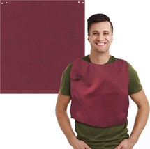 Adult Bibs for Eating 28 x 30 Inch. Burgundy Adult Washable Bibs with Stainless  - £25.19 GBP
