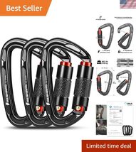 UIAA Certified 25KN Auto Locking Climbing Carabiner Clips, Twist Lock, a... - $41.57