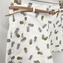 Zara Basic Short Shorts Juniors Medium White Pineapple Print Belted 3&quot; I... - £12.53 GBP