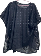 Black Poncho Over Shoulder Cape Top One Size Light Weight Casual Cover Up - £12.44 GBP