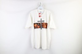 NOS Vtg Mens Large Spell Out Christian Jesus Crucifixion T-Shirt White Cotton - £39.11 GBP