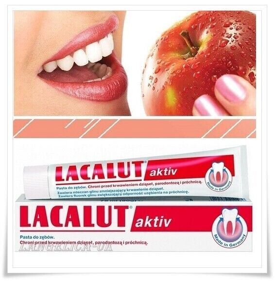 Lacalut Aktiv Toothpaste Stop Bleeding Gums 75ml (PACK OF 5 ) - £45.82 GBP