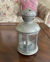 IKEA Lantern for Tea Light Candle - Gray 7.5&quot; Etched Glass Rustic Holiday Decor - $14.84