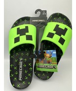 Minecraft Slides Sandals Boys Kids SIZE L 3-4 New Black On Green - £10.97 GBP