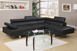 Fidenza 2-Piece Sectional Sofa Upholstered in Black Faux Leather - £789.77 GBP