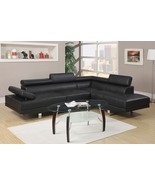 Fidenza 2-Piece Sectional Sofa Upholstered in Black Faux Leather - £777.48 GBP