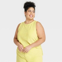 Women&#39;s Plus Size Terry Tank Top - A New Day Yellow 1X - £10.84 GBP