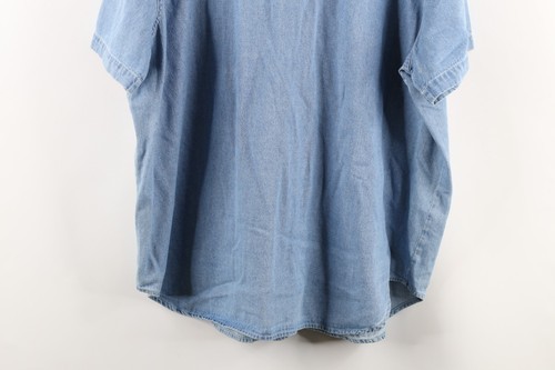 Vtg 90s Womens 20W Distressed Country Primitive Bear Flower Denim Button Shirt Item image 12
