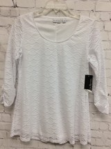 Kim Rogers Womens Lined White Lulylace Tulip Sleeve Round Neck Lace Top S NWT - £9.10 GBP