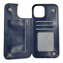 PU Leather Wallet Card Holding Case For iPhone 13 Pro 6.1&quot; DARK BLUE - £6.12 GBP