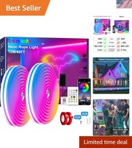 Vibrant 40Ft RGB LED Neon Lights - Outdoor &amp; Indoor Decor with Adhesive ... - $40.50