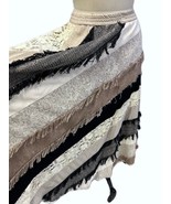 Vintage 80s Stijfselkissie Skirt Fringed Silk Linen Cotton L Designer - $213.96 CAD