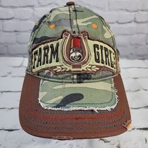 Farm Girl Hat Womens One Size Distressed Camo Adjustable Ball Cap - £11.64 GBP