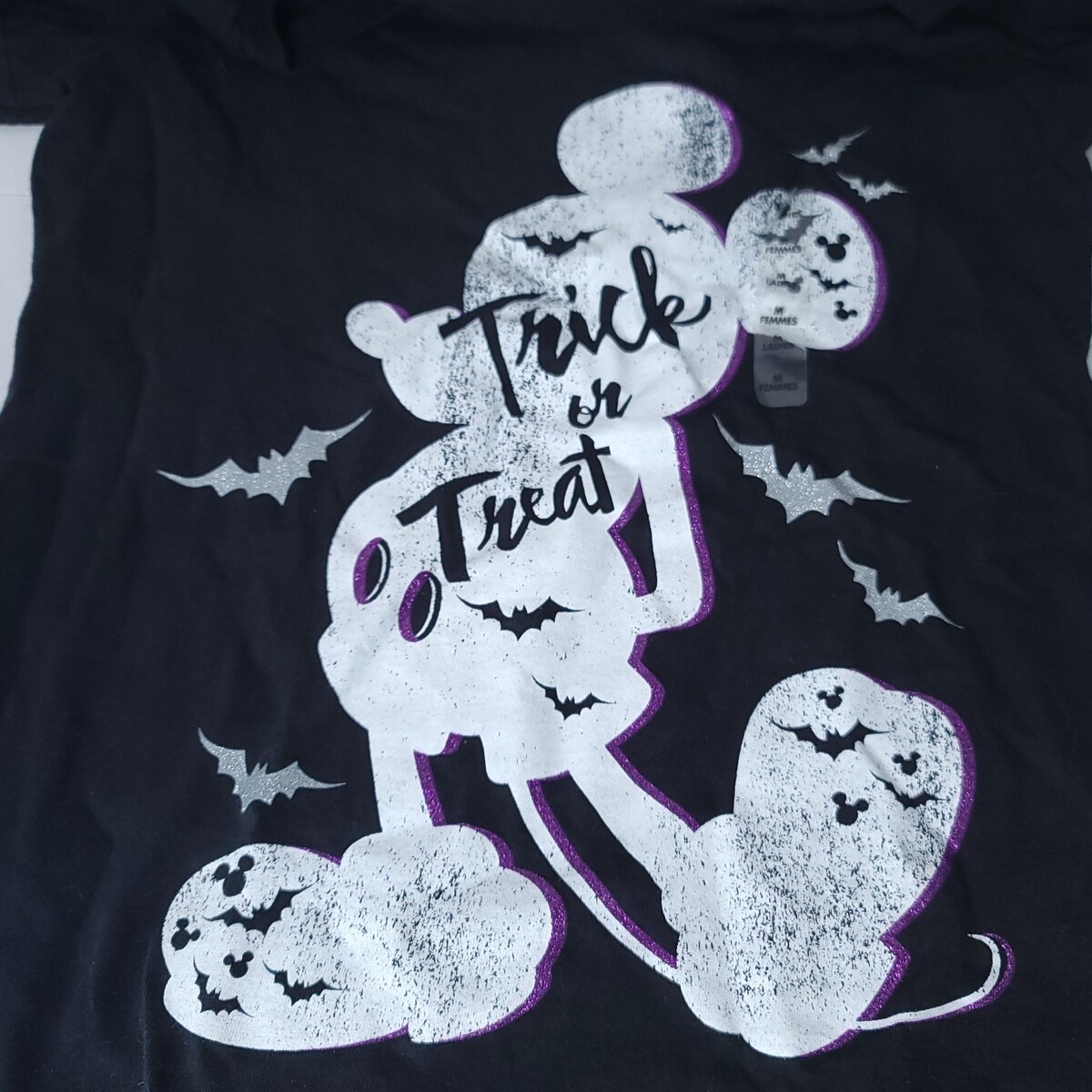 Disney Women’s Med Black Mickey Mouse Trick Or Treat Halloween Shirt New - $19.79