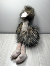 Adventure Planet 18&quot; long hair emu plush gray bird ostrich - $20.78