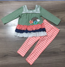 NEW Boutique Hedgehog Ruffle Tunic &amp; Striped Leggings Girls Outfit Set - £10.69 GBP+