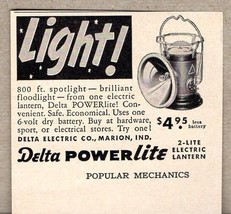 1952 Print Ad Delta Powerlite 2-Lite Electric Lanterns Lights Marion,IN - £6.65 GBP